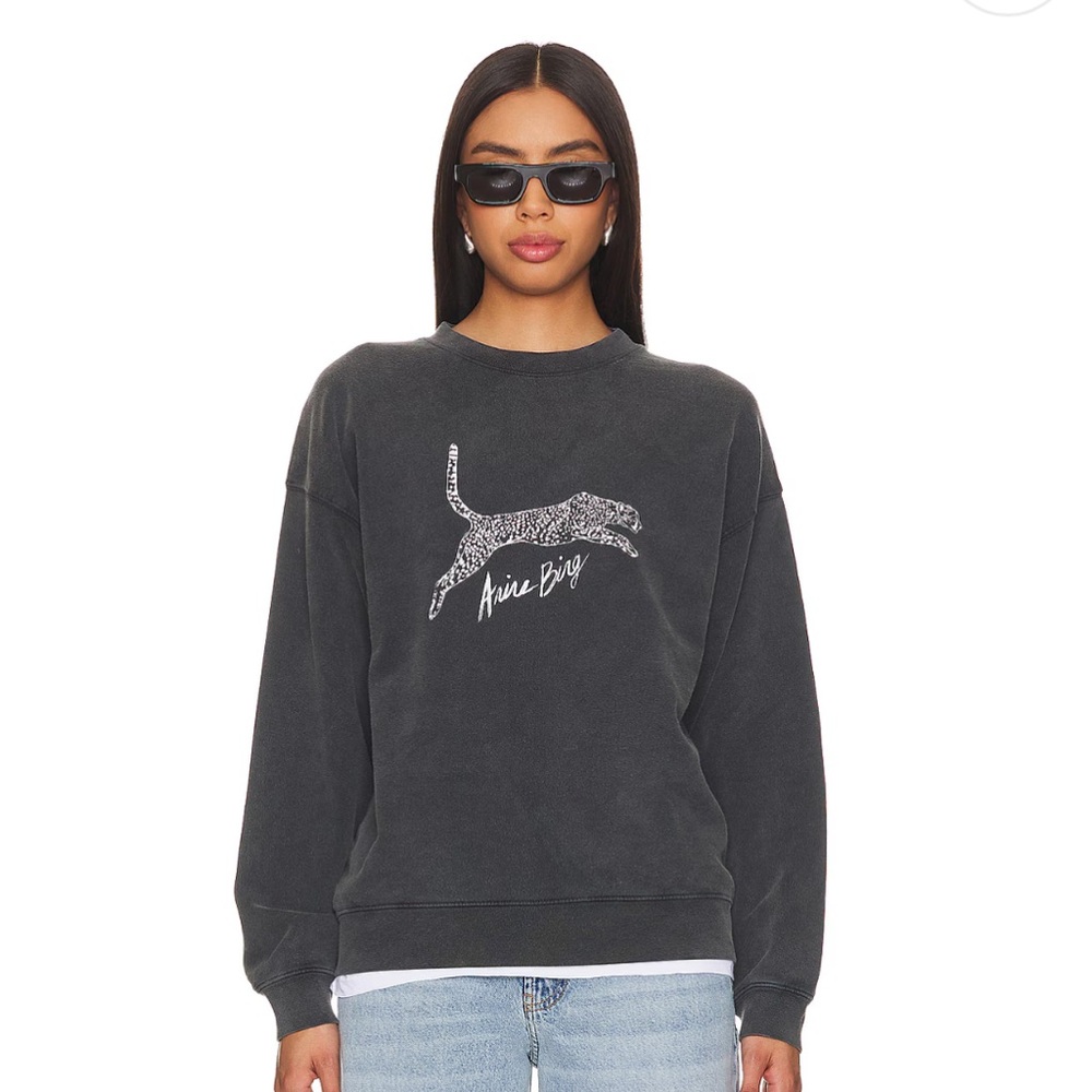 NWT anine bing Spencer leopard sweatshirt